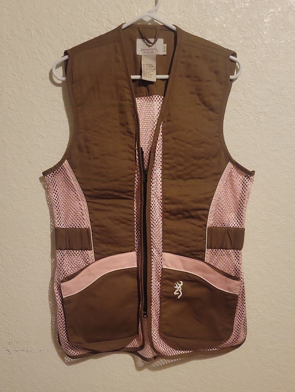 Browning Brown and Pink Women's Shooting Vest with Mesh Panels